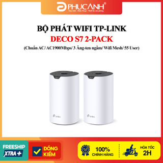  Bộ phát wifi TP-Link Deco S7 2-Pack  Chuẩn AC  AC1900Mbps  3 Ăng-ten ngầm  Wifi Mesh  55 User  