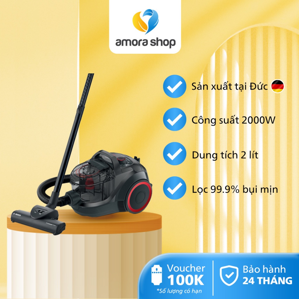 Máy hút bụi dạng hộp Bosch BGS21WPOW - Công suất 2000W - Bảo hành chính hãng 24 tháng