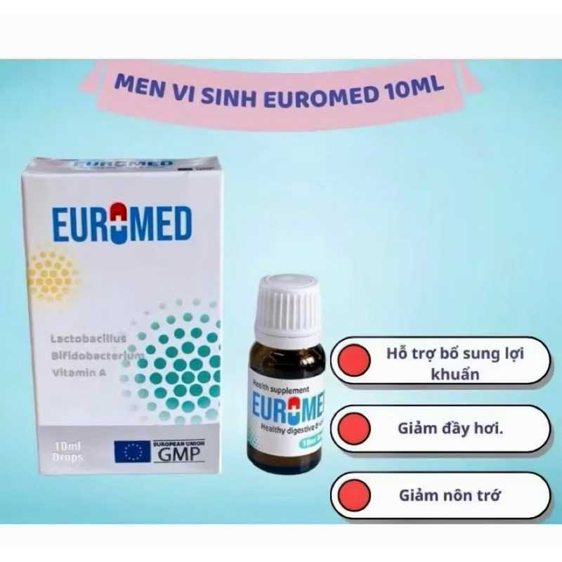 men uống EUROMED giúp bổ sung lợi khuẩn, hạn chế rối loạn tiêu hoá , táo bón ở trẻ