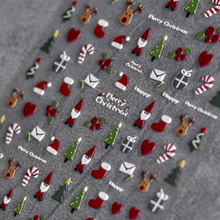 Sticker Nail trang trí Noel Merry Christmas - Miếng dán móng Giáng Sinh hộp quà, cây thông, người bông tuyết tuần lộc🎄
