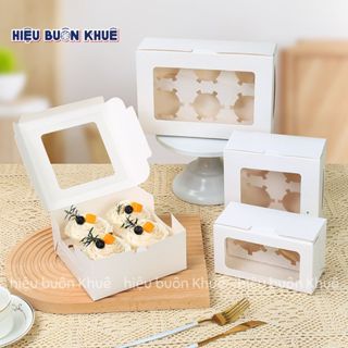 10 Hộp Giấy 2-4-6-12 Ô Đựng Cupcake, Bánh Tart Trứng, Tart Trái Cây Mở Nắp Trong Suốt