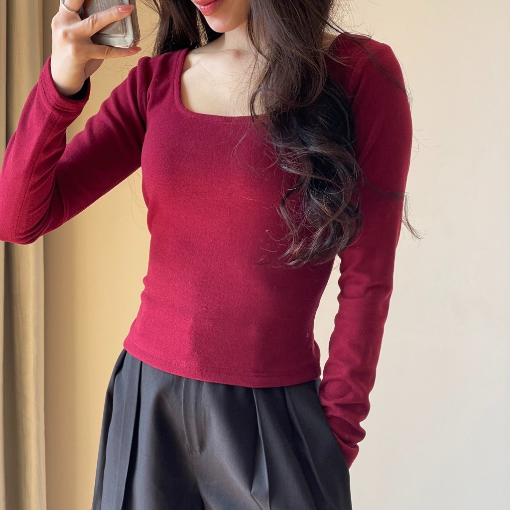 Áo Thun Tăm Dài Tay, Áo Kiểu Cổ Vuông Dáng Body Miho House | BigBuy360 - bigbuy360.vn