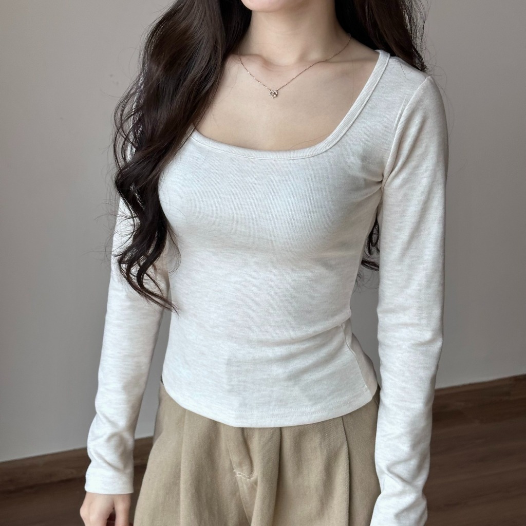 Áo Thun Tăm Dài Tay, Áo Kiểu Cổ Vuông Dáng Body Miho House | BigBuy360 - bigbuy360.vn