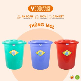  Thùng Nhựa Tròn Có Nắp 160L Nhựa Vĩ Hưng - Đựng Đồ Lưu Trữ Tiện Lợi 