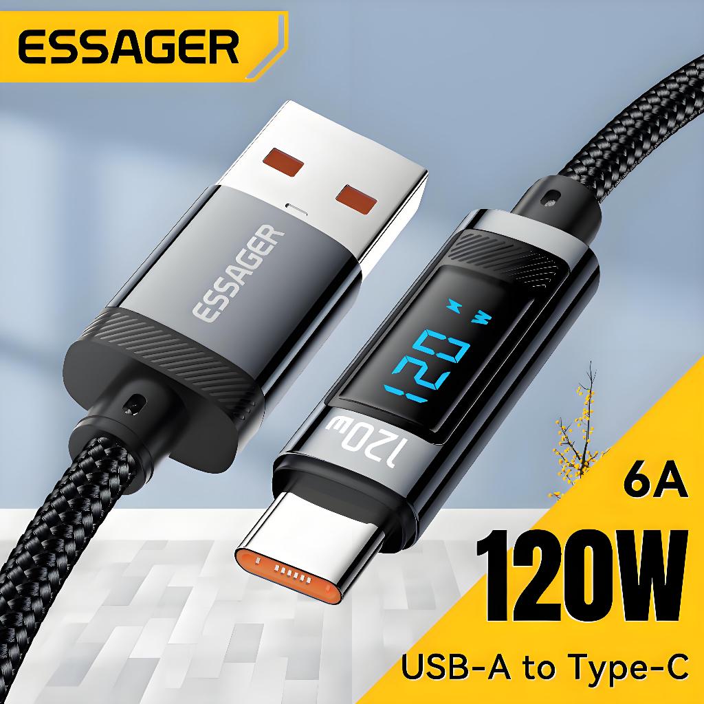 ESSAGER 120W USB-A to Type-C Cáp dữ liệu Truyền tải nhanh 480Mbps for Xiaomi Redmi