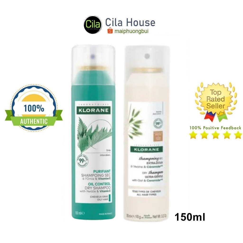  Dầu Gội Khô Klorane  Pháp  chiết xuất thiên nhiên 150g - Cila House 