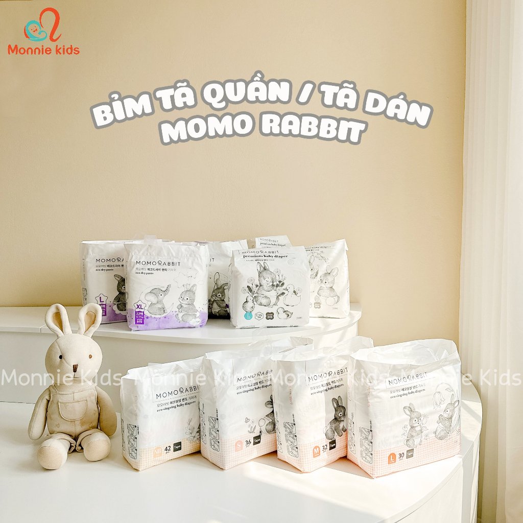 Bỉm/tã dán/quần cho bé MOMO RABBIT Hàn Quốc siêu mỏng đủ size - Monnie Kids