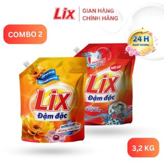 Combo 2 túi nước giặt 3,2kg/ túi Lix đậm đặc hương nước hoa và hương hoa Khử Mùi Ẩm Mốc NG003,NGH47 - LIXVN