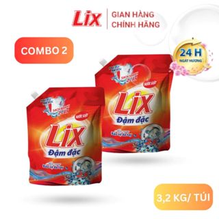 Combo 2 Túi Nước giặt Lix đậm đặc khử mùi ẩm mốc 3.2kg/túi - Sạch Nhanh Gấp 2 Lần - LIXVN