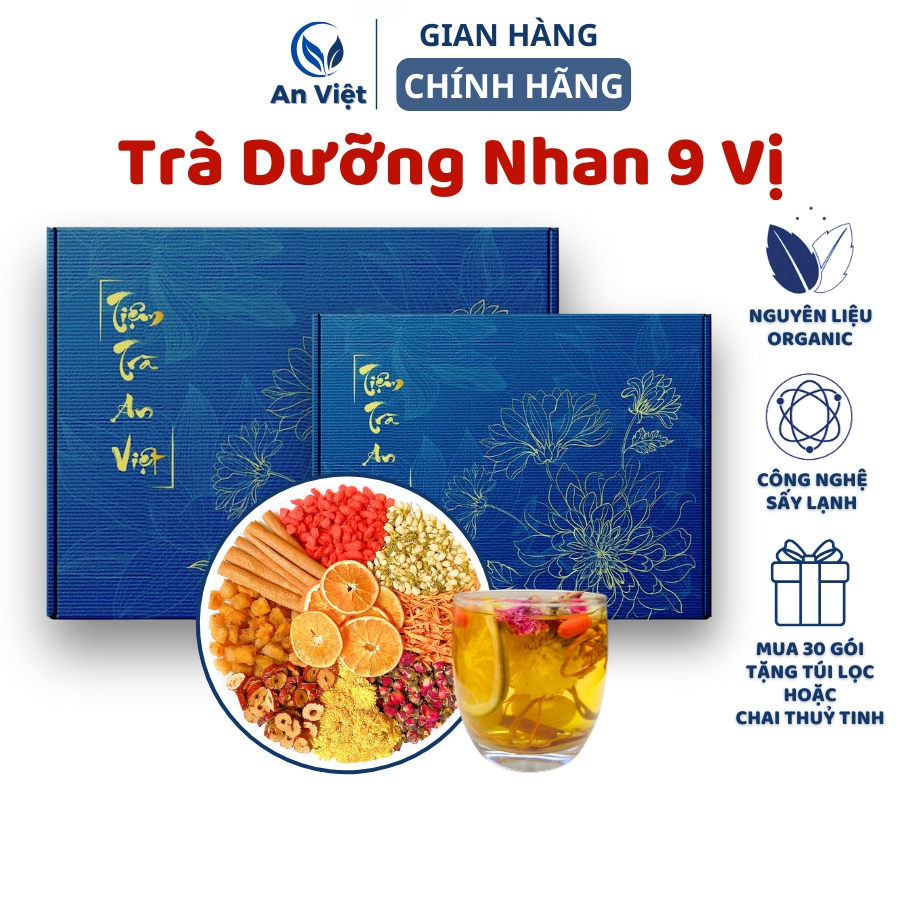 Trà Dưỡng Nhan 9 Vị Thảo Mộc An Việt, Giúp Dưỡng Nhan, An Thần, Ngăn Ngừa Lão Hoá, Đẹp Da, Bổ Máu, T