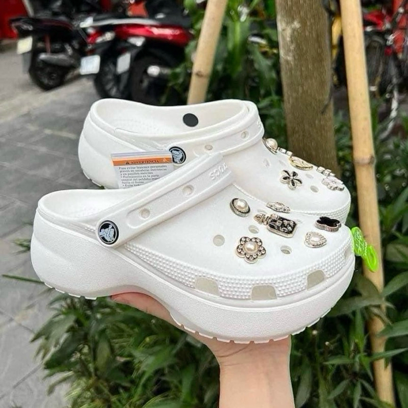Giày Clog Nữ Crocs Platform Classsic Đế Cao 5Cm Tăng Chiều Cao - Dép Sục Crocs Quai Hậu Đế Chống Trơ