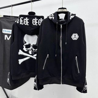   G1  Áo Khoác hoodie zip nam nữ Phillip Plein nỉ chân cua in đầu lâu xương chéo hai mặt _ bộ quần áo #Hot #2025 