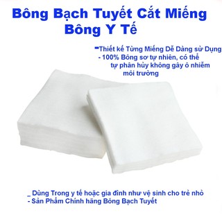 Bông Y Tế Cắt Miếng Bạch Tuyết 7x7Cm Gói 500 Gram
