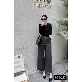 Quần kaki suông nấm kèm đai da