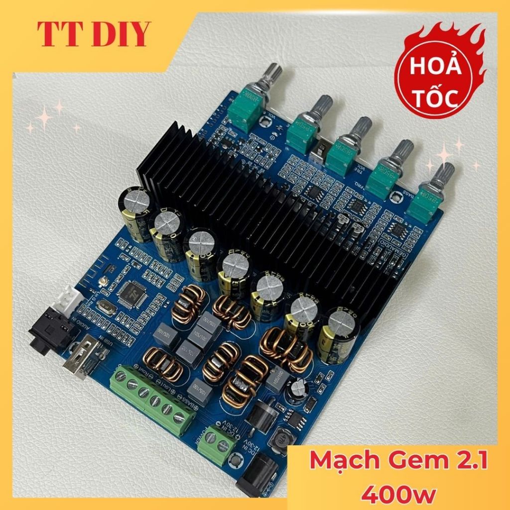 Mạch Gemaudio 2.1 tổng CS 400w (TPA3221 sub 200W+100W*2) Bluetooth + app điện thoại, 12-30VDC