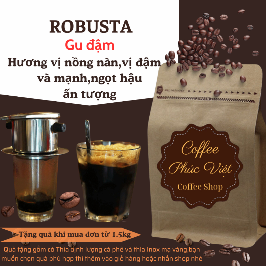 Cà phê Robusta - Cafe rang xay nguyên chất 100% - cafe mộc Đắk Lắk 500gr/gói