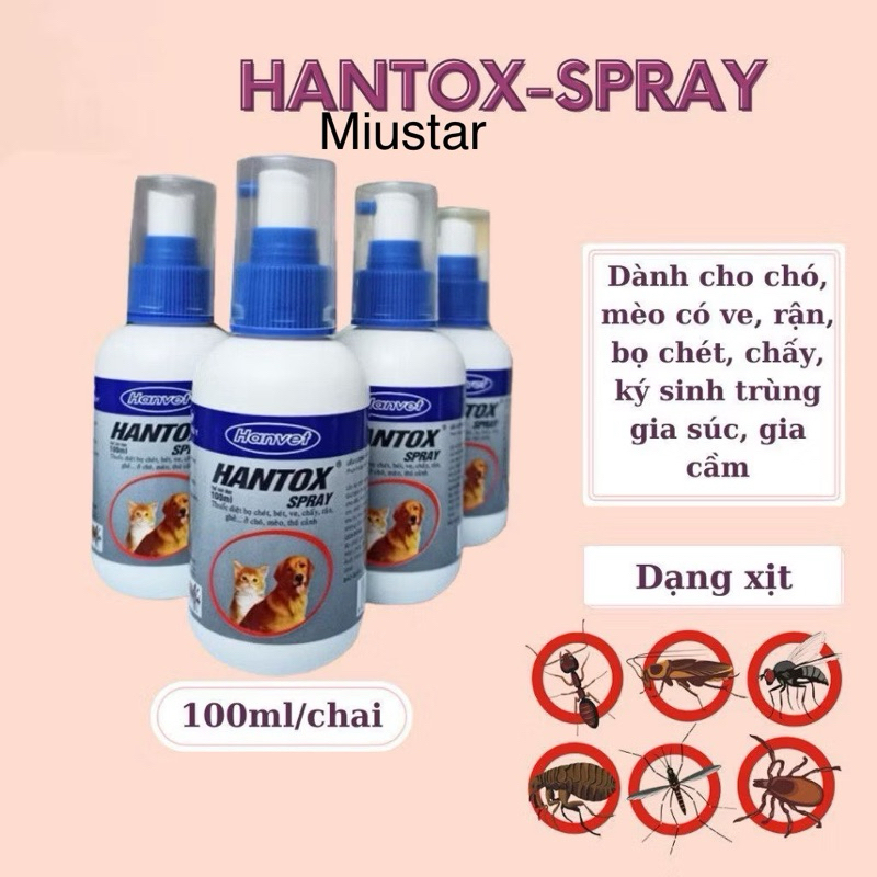 Dạng xịt hantox 100ml 300ml ve rận chó mèo