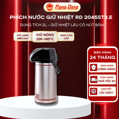 Phích đựng nước nóng nút bấm 2 lít Rạng Đông Inox cao cấp RD 2045ST3.E