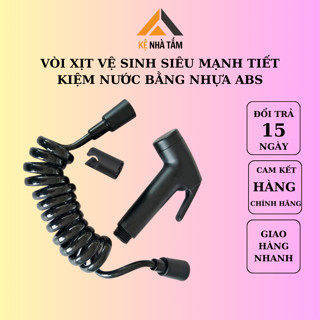  Vòi xịt vệ sinh siêu mạnh tiết kiệm nước bằng nhựa ABS màu đen mẫu dương kèm dây lò xo và cài trụ đen 