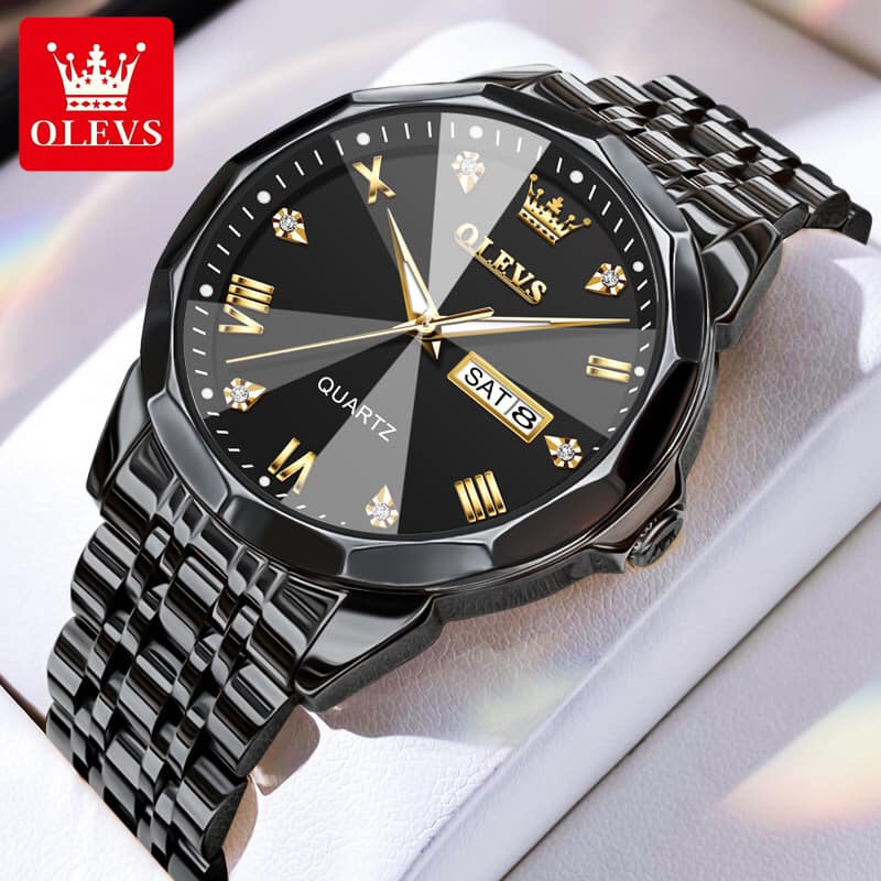 Đồng Hồ Nam Olevs  chính hãng,Tặng pin, Chống Nước chống xước tốt Dây Thép Không Gỉ
