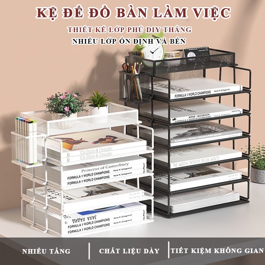 Khay Nhựa Trong Suốt Kệ Đựng Tài Liệu, Kệ đựng tài liệu đựng hồ sơ để bàn deco phòng học văn phòng