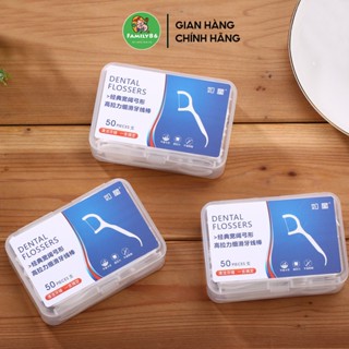 Tăm chỉ nha khoa hộp 50 Cây, hộp tăm nhựa nha khoa Dental Flossers tăm chỉ xỉa răng y tế vệ sinh răng miệng