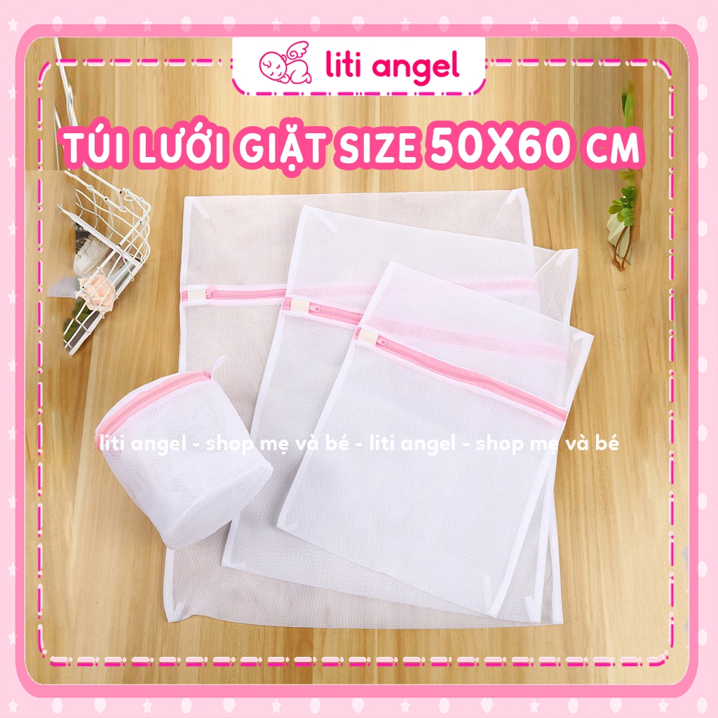 Túi Lưới Giặt To Đựng Quần Áo, Đồ Em Bé, Đồ Lót Trong Máy Giặt size 50x60cm