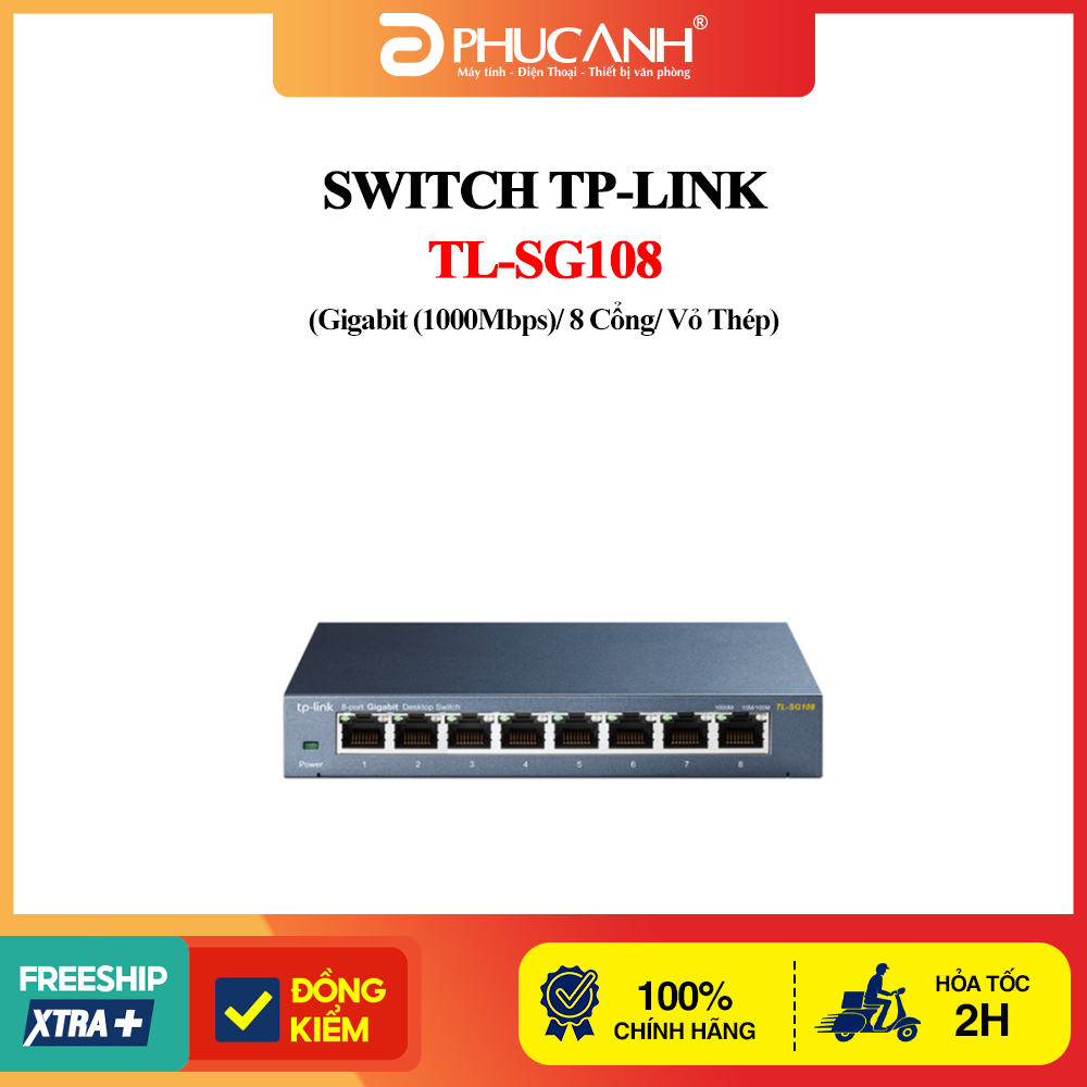 Switch TP-Link TL-SG108 (Gigabit (1000Mbps)/ 8 Cổng/ Vỏ Thép)