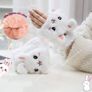 Găng tay len nữ lót nỉ, Bao tay len NOVA hình thú, Tất tay mùa đông chống lạnh thời trang giữ ấm tốt
