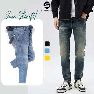 Quần Jean Bò nam skinny màu xanh đen wash co giãn 4 chiều slimfit chất vải bò CAO CẤP BIGSIZE Sogeum