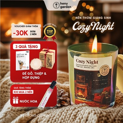 Nến Thơm Giáng Sinh Quà Tặng Noel Hương Cozy Night Gỗ Ấm Áp HENY GARDEN (Phiên Bản Giới Hạn)