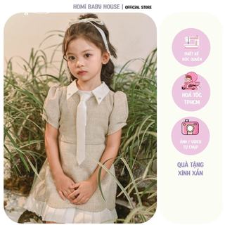 Váy công chúa cho bé gái Silly Dress - Đầm cavat xếp ly HOMI BABY HOUSE