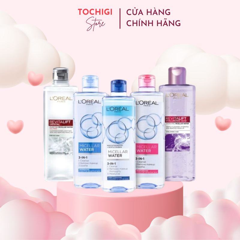 Nước Tẩy Trang L'Oreal Paris 3in1 Micellar Water 95ml - 400ml, Làm Sạch, Dưỡng Ẩm Cho Mọi Loại Da Lo