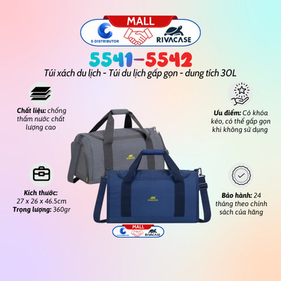 [HỎA TỐC] Túi du lịch - túi du lịch gấp gọn Rivacase 5541/5542 - Dung tích 30L - Hàng chính hãng