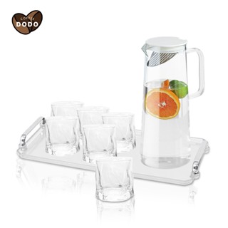 Bộ bình thuỷ tinh đựng nước chịu nhiệt có lõi lọc Bộ ly thủy tinh Bộ cốc thuỷ tinh Ấm đun nước có khay trà nhựa DODO