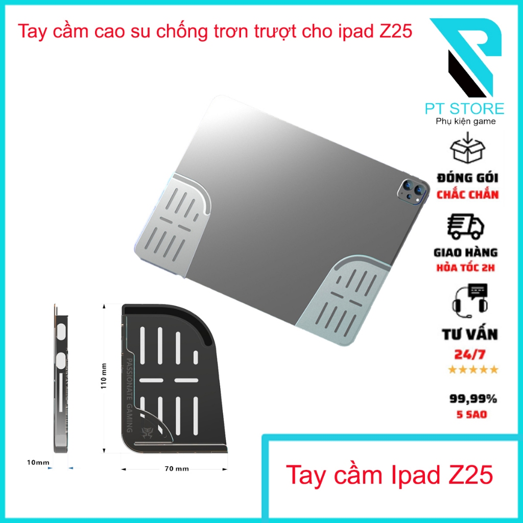 Tay cầm cao su chống trơn trượt cho Ipad Z25 - Thiết kế công thái học - Tăng độ bám khi cầm Ipad chơi game dài