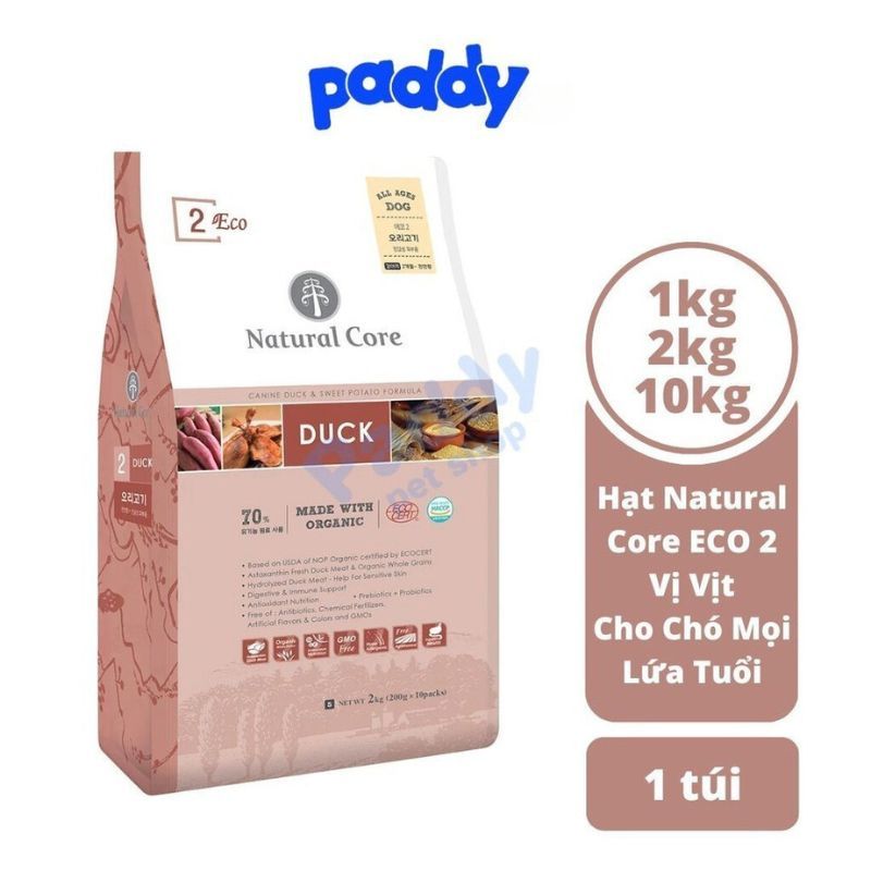 Hạt Cho Chó Mọi Lứa Tuổi Hữu Cơ Natural Core ECO2 Vị Vịt