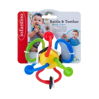 Gặm nướu hình vòng tròn màu đỏ - Rattle & Teether Bendy Tubes Infatino - 13*13cm (Cái)