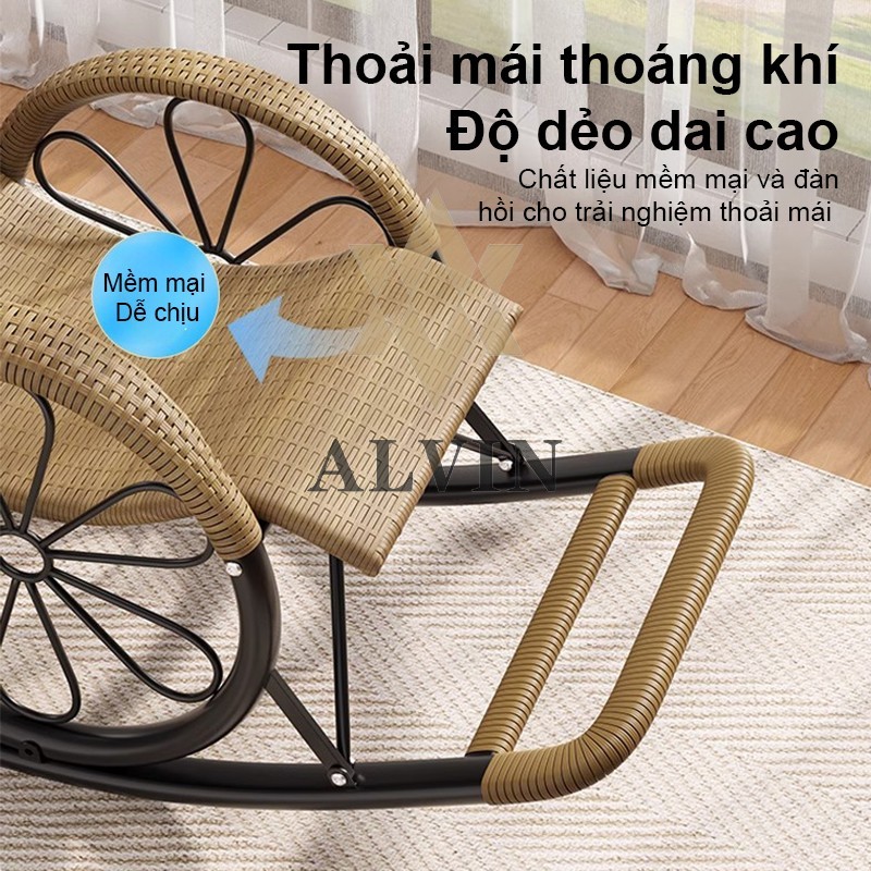 ALVIN ghế lười mây Thư Giãn Ghế Bập Bênh Đôi Có Gác Chân, Ghế Sofa Lười Khung Thếp,Nghề mây tre đan | BigBuy360 - bigbuy360.vn