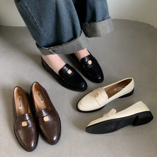 Giày Moca Happy Fellings Mũi Nhọn Khuy Hoa Trà QCCC