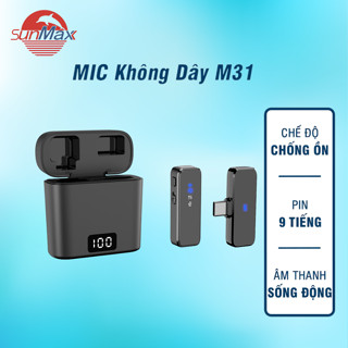 Mic Thu Âm Không Dây Cho Điện Thoại M31 (Bản 1 Mic), Bật Tắt Lọc Ồn - Micro Ghi Âm Cài Áo, Quay Video - Sunmaxx shop