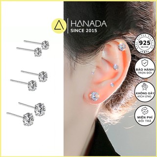 [BẠC 925-BH TRỌN ĐỜI] Bông Tai Bạc 925 Đá Ziconia 5A Đủ Size Hanada L2 0397 D6-D8