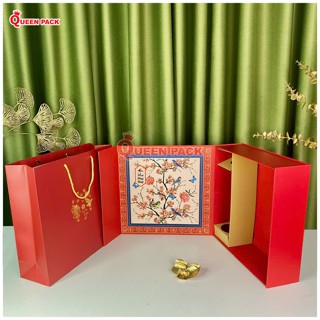 SET Hộp Quà Tết Cao Cấp, Chất Giấy Cứng Có Ngăn Đựng Rượu, Quà Biếu Đẹp Sang Trọng, Tặng Cho Gia Đình, Doanh Nghiệp