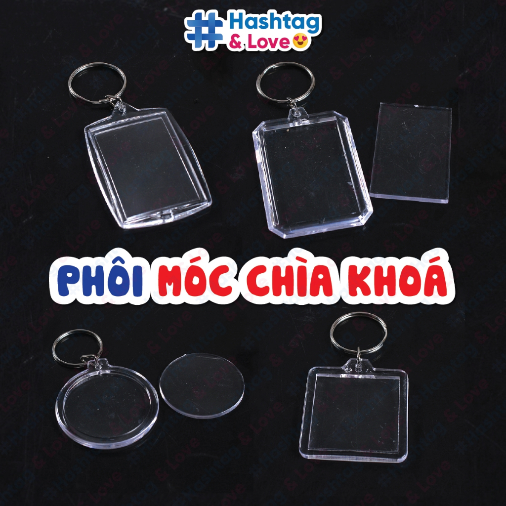 Móc Chìa Khoá QR, Phôi Móc Chìa Khoá Mã QR Chất Liệu Mica Trong Suốt - Không In Nội Dung