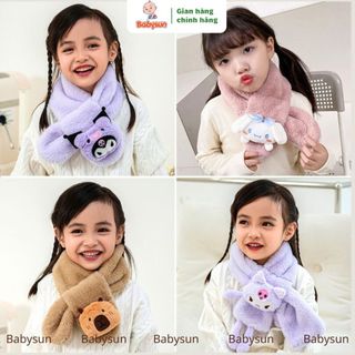Khăn len quàng cổ cho bé mùa đông BABYSUN - Khăn choàng cổ lông thỏ, bông ấm nhiều hình, phụ kiện cho trẻ