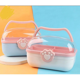  Hộp đựng kẹp tóc hình chân mèo đa năng đựng phụ kiện trang sức dễ thương có tay cầm gọn gàng tiện dụng 