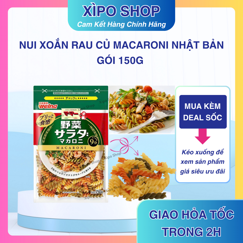 Nui Xoắn Rau Củ Macaroni Nissin Nhật Bản 150g Cho Bé Từ 9m+