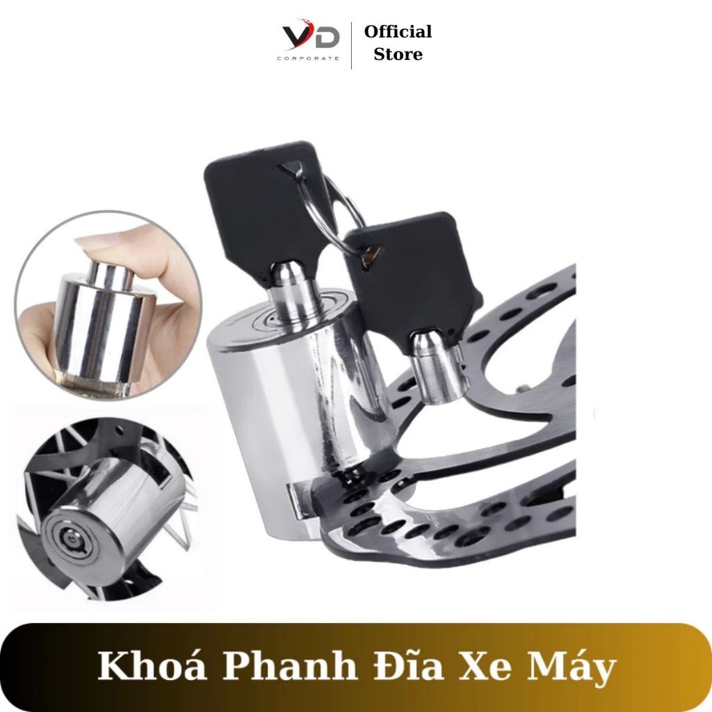 Khóa Phanh Đĩa Xe Máy - Khóa Chống Trộm – Khóa Đĩa Chất Liệu Thép Nguyên Khối, Bền Chắc, An Toàn Khi Đỗ Xe