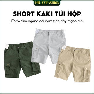 Quần Short Nam, Quần Short Kaki Túi Hộp Trung Niên Phú Vy Fashion Kaki Cao Cấp Nút Đính ( STHTN16 )