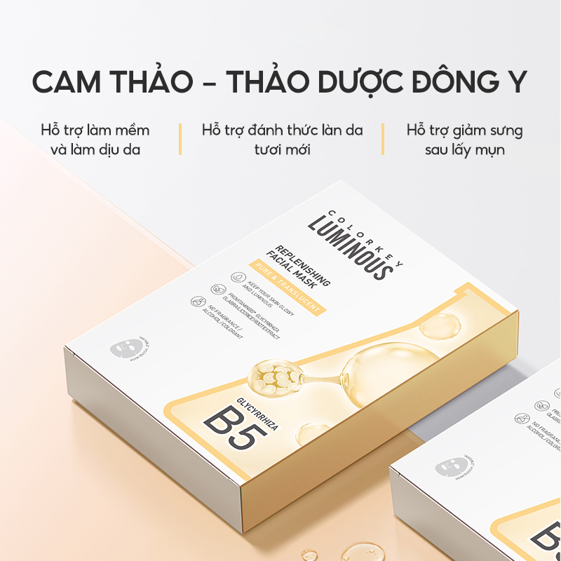 [HƯƠNG GIANG YÊU THÍCH] 1 Hộp 10 Miếng Mặt Nạ Giấy COLORKEY LUMINOUS Vitamin B5 Hỗ Trợ Phục Hồi 25ml/miếng | BigBuy360 - bigbuy360.vn